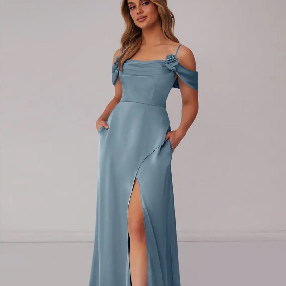 NWT - Azazie Dusty Blue Evening Gown